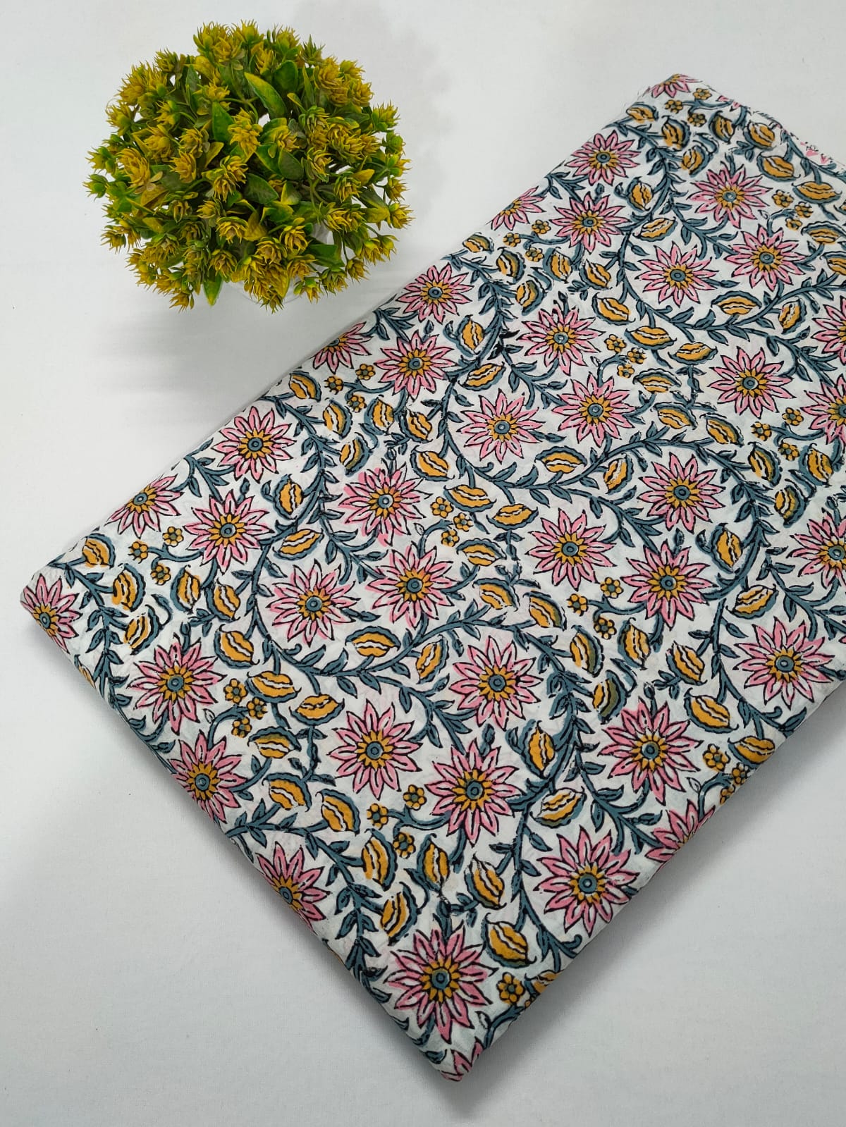 Hand Block Printed Pure Cotton Fabric - JBRTPB12 – Jaipur Bazar