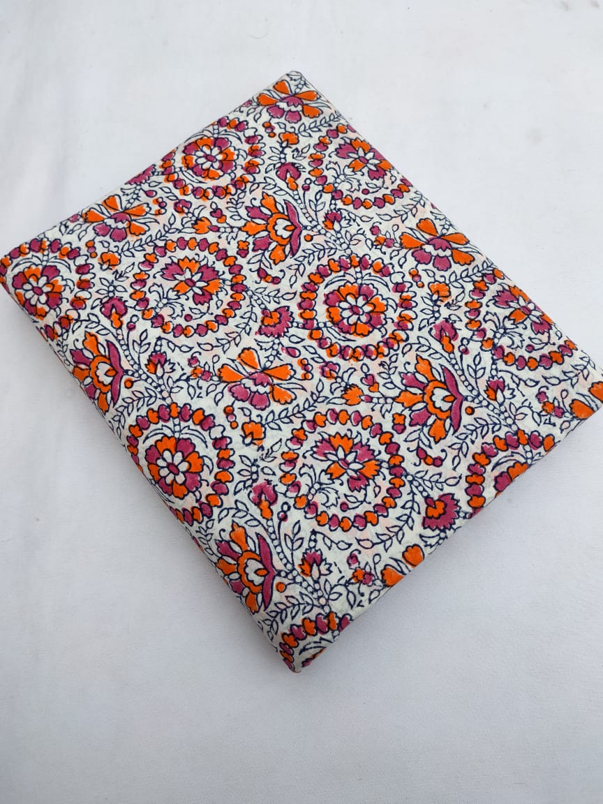 Bagru Pure Cotton Hand Block Fabric - JBRBK716