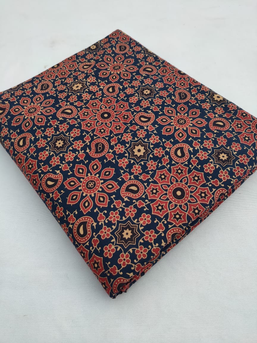 Pure Cotton Hand Block Printed Fabric Material - JBR203