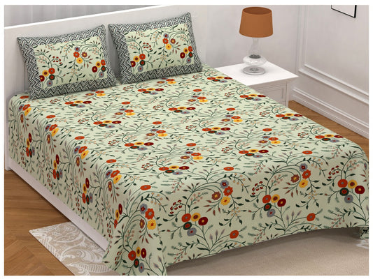 100% Pure Cotton King Size Double Bedsheet With 2 Pillow Covers ( 100 X 108 Inches ) - JBNBK48