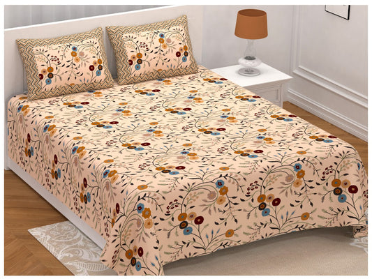 100% Pure Cotton King Size Double Bedsheet With 2 Pillow Covers ( 100 X 108 Inches ) - JBNBK53