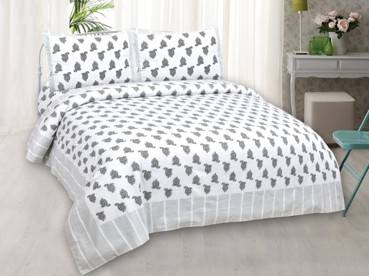 100% Pure Cotton King Size Double Bedsheet With 2 Pillow Covers ( 100 X 108 Inches ) - JBNBK65