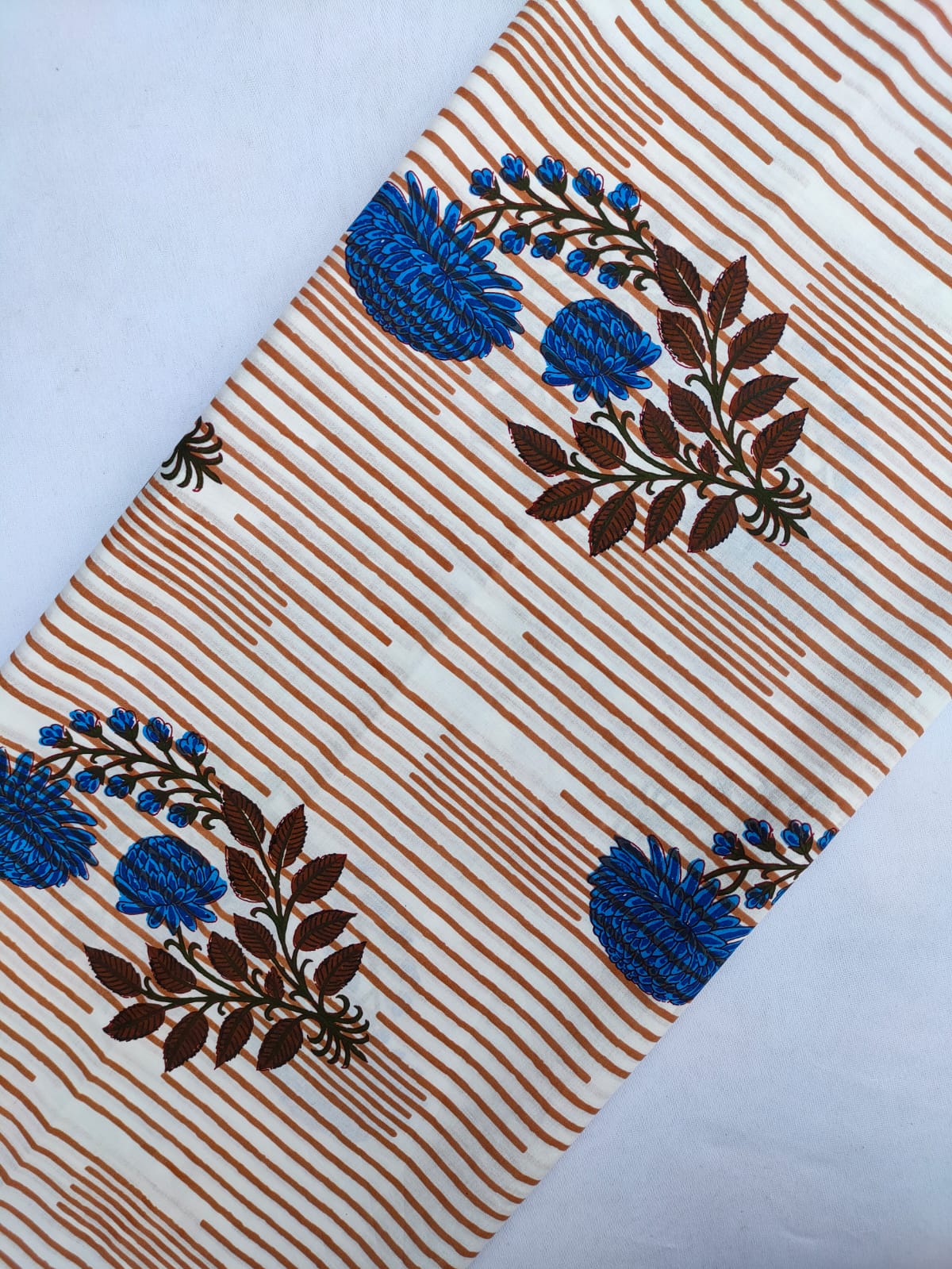 Sanganeri Hand Block Printed Pure Cotton Fabric In Running Length - JBRS586