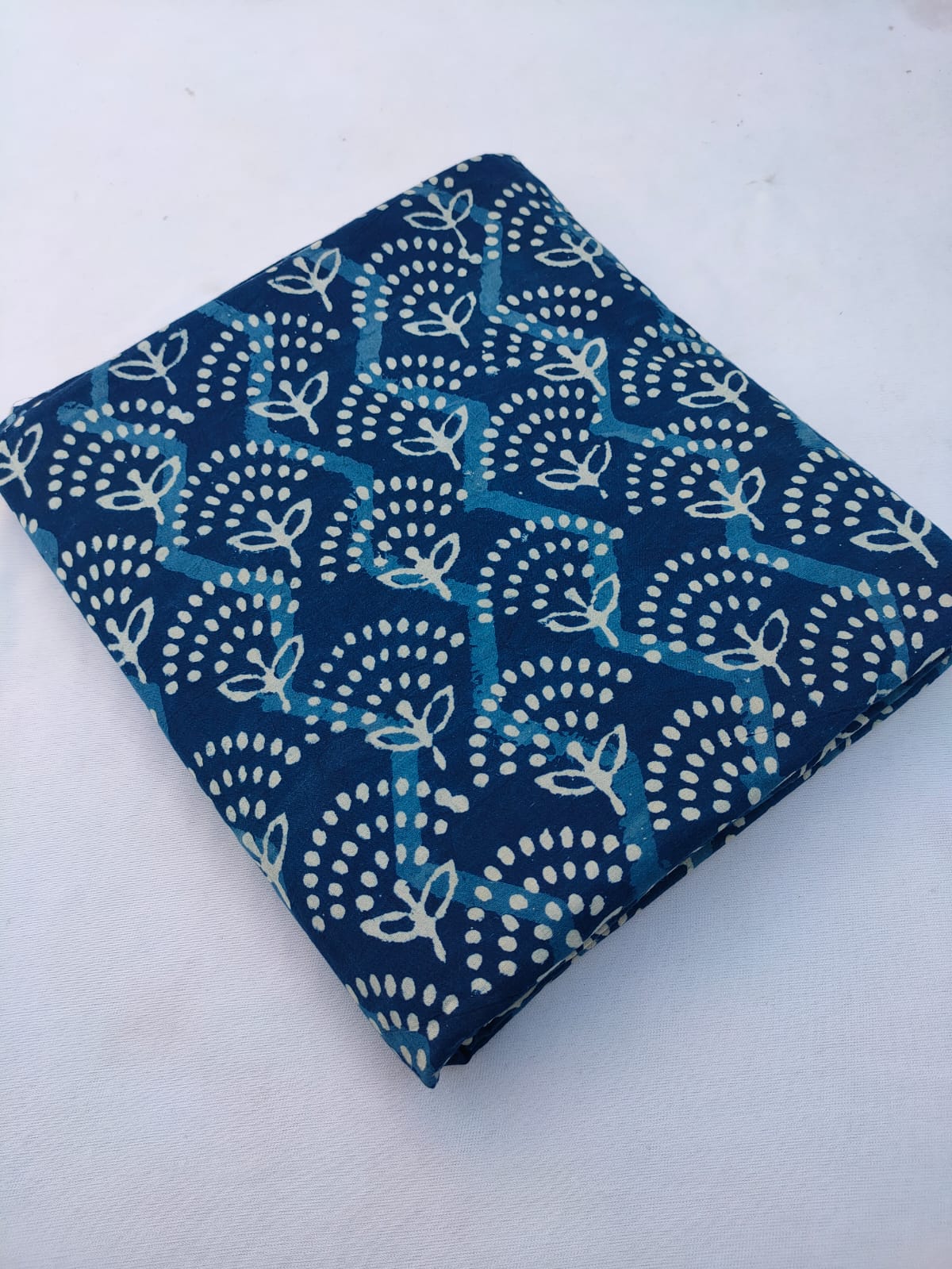 Blue Hand Block Pure Cotton Fabric - JBRS633