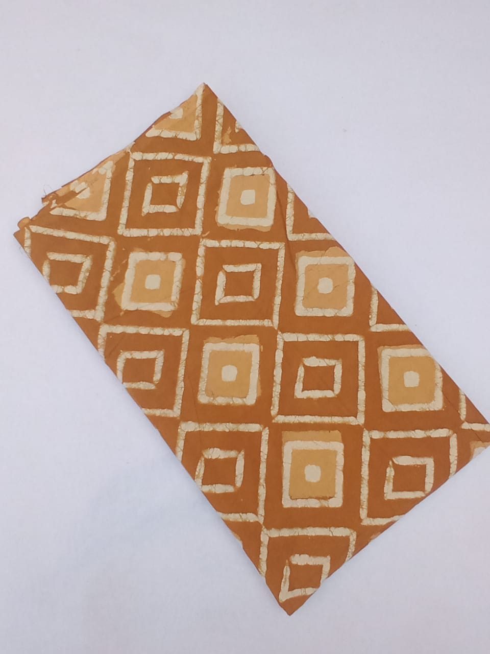 Mustard Geometric Dabu Print Pure Cotton Fabric - JBR12