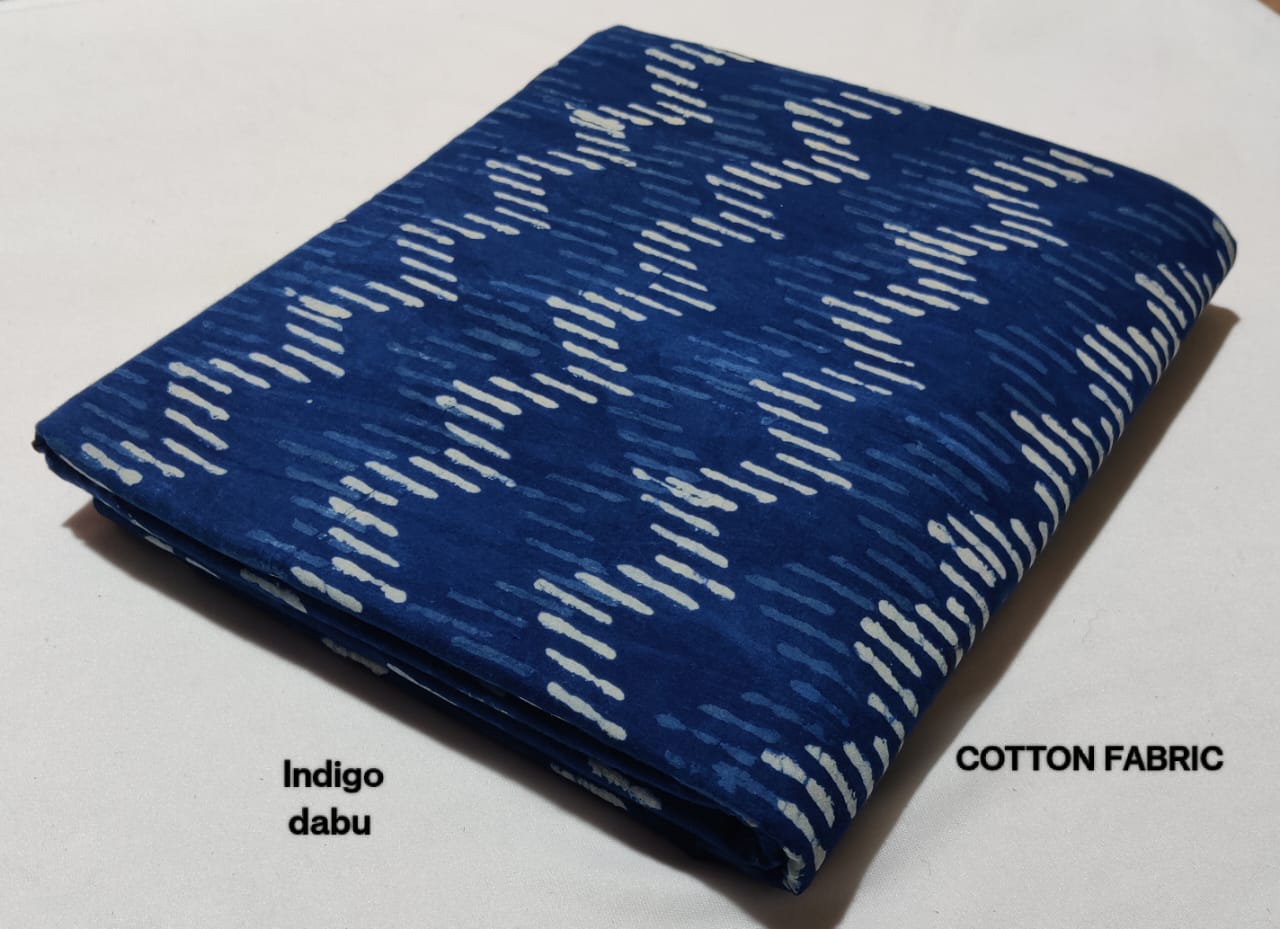 Indigo Bagru Pure Cotton Hand Block Printed Fabric - JBRBK4