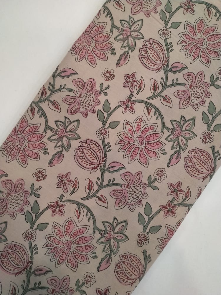 Hand Block Printed Pure Cotton Fabric In Running Length - JBRH91