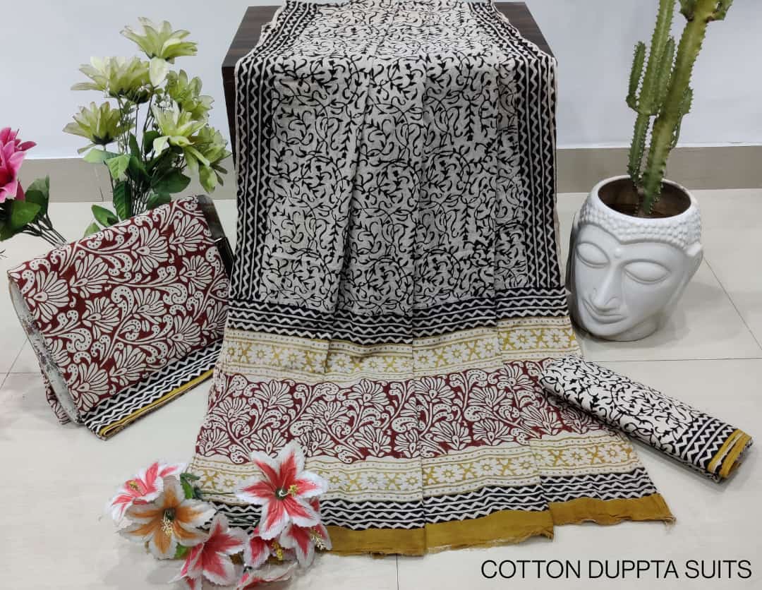 Cotton Unstitched Salwar Suit With Cotton/Mulmul Dupatta - JBGCM24